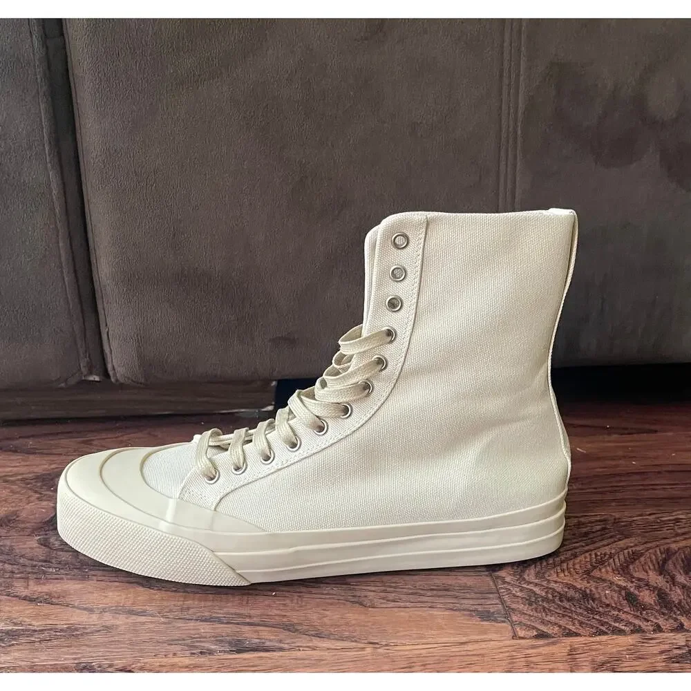 $895 NIB Bottega Veneta Beige Canvas Combat Boots Size 42(9)